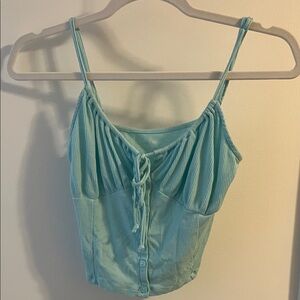 American Eagle Light Blue Ruched Women's Crop Top